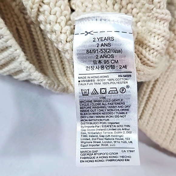 Baby Gap Cream Cable Knit Sweater Sz 2yrs Toddler Unisex - Picture 3 of 6
